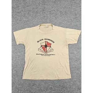 Vintage Soffe Shirt Mens Large Beige Black Diamonds 92nd Engineer Army Tee